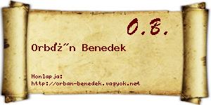 Orbán Benedek névjegykártya
