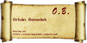 Orbán Benedek névjegykártya